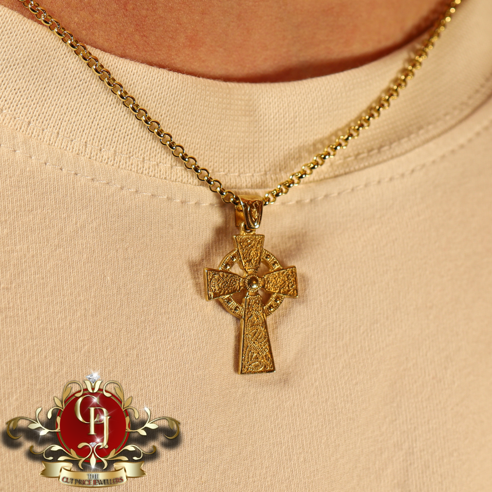 9ct Gold Celtic Cross & Chain