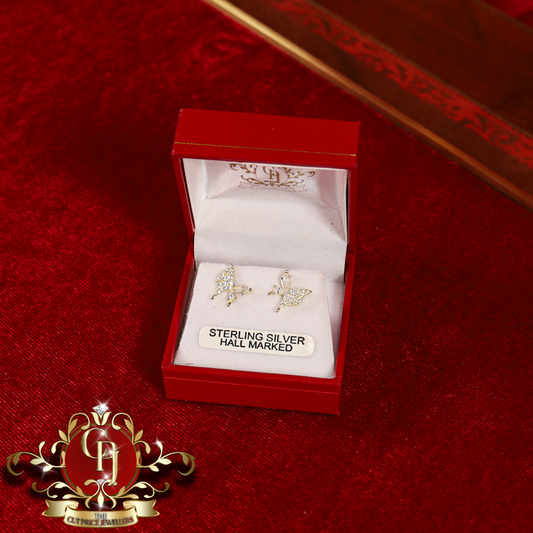 Butterfly Studs (Gold Plated & Cubic Zirconia) | The Cut Price Jewellers