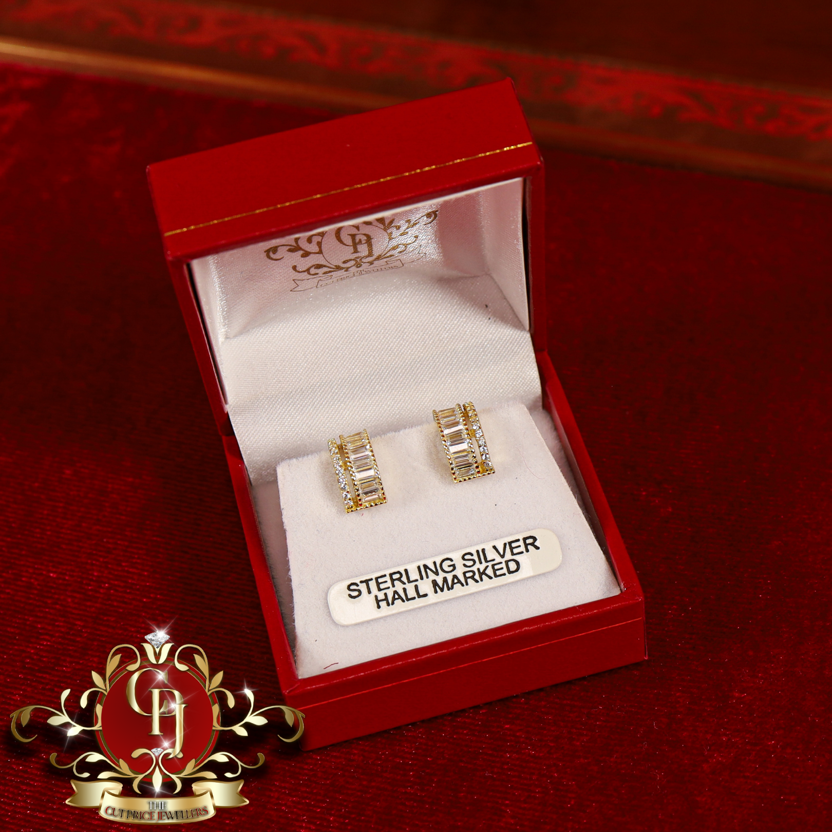 "Lena" Studs (Gold-Plated Sterling Silver & Cubic Zirconia)