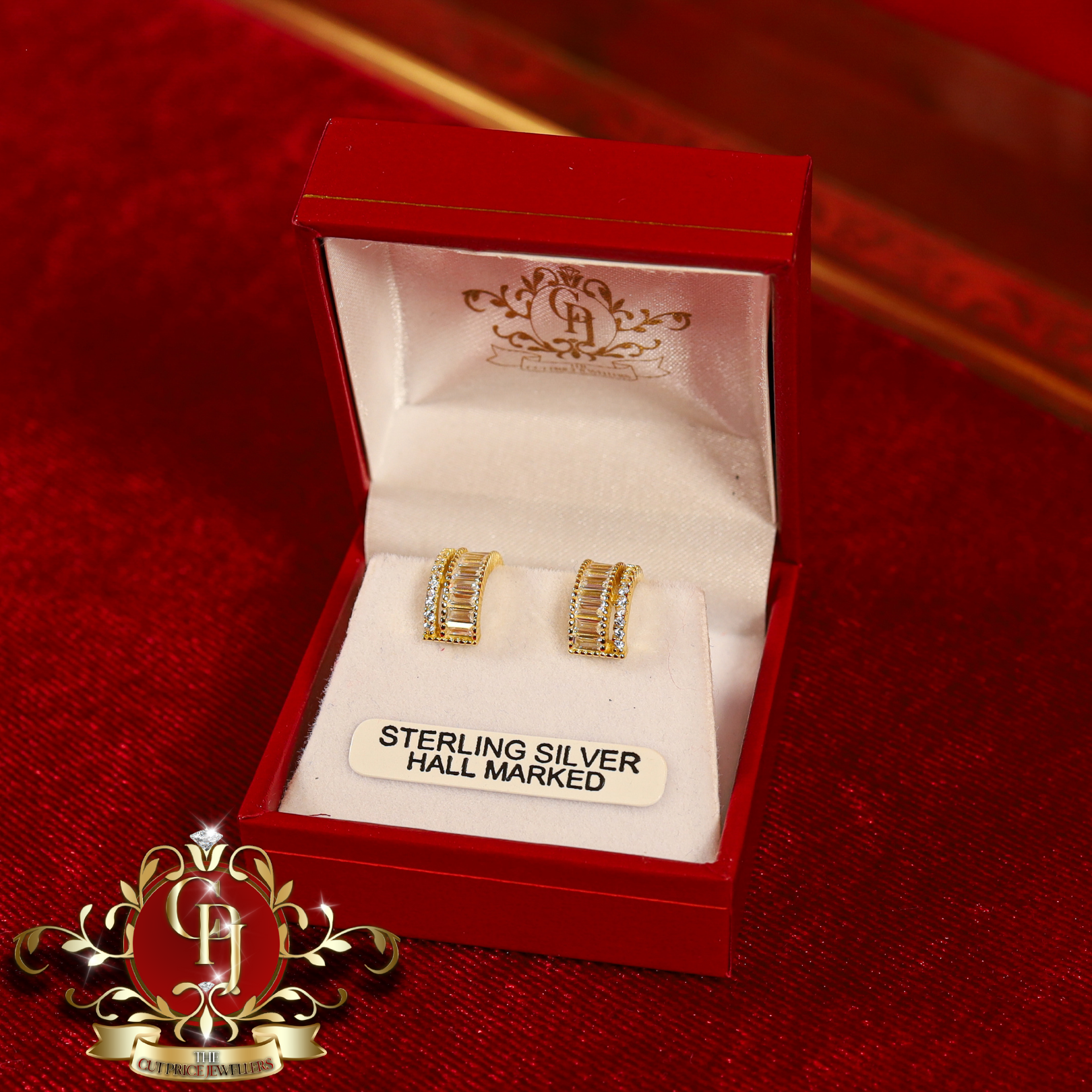 "Lena" Studs (Gold-Plated Sterling Silver & Cubic Zirconia)