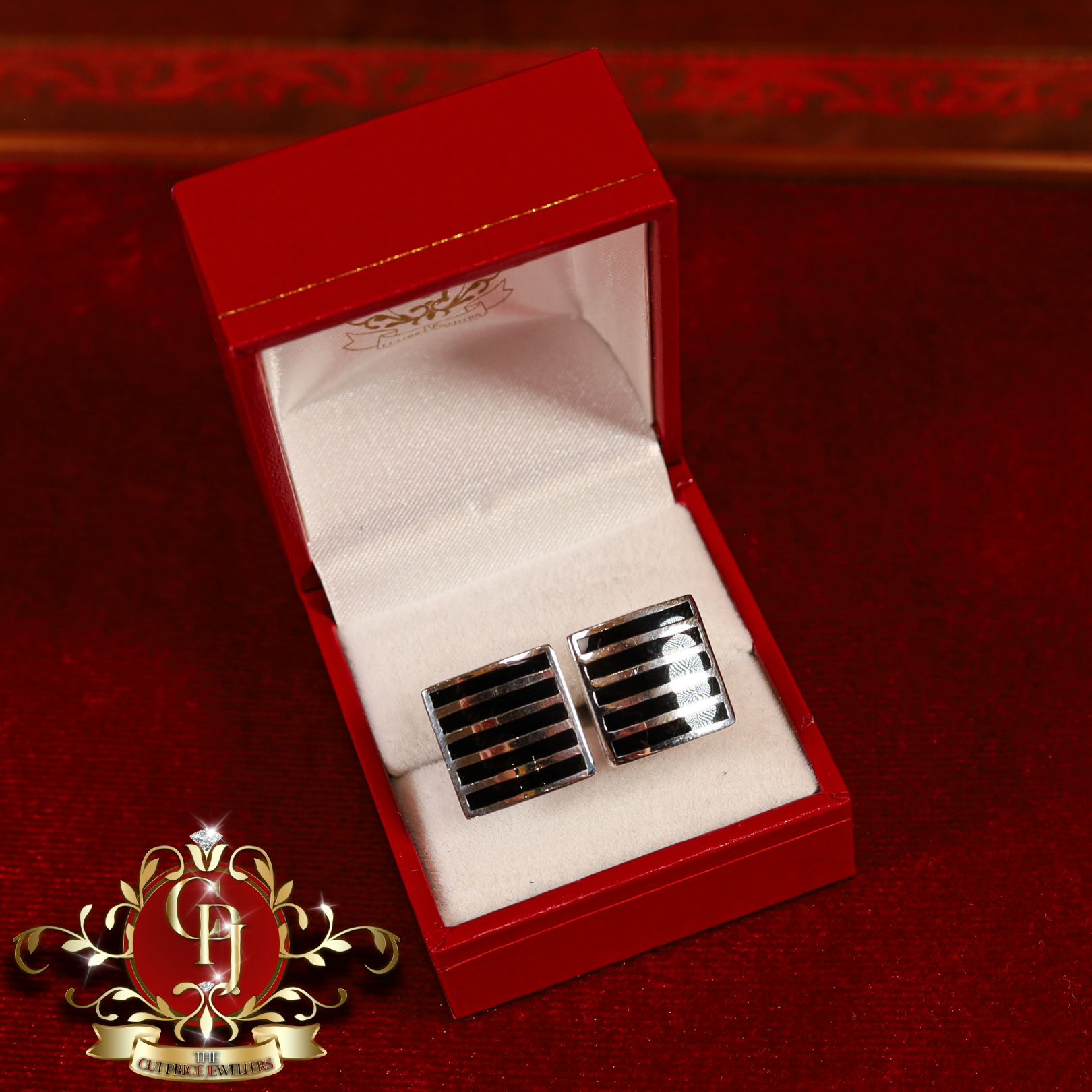 Black / Sterling Silver Cuff Links (3 styles available)