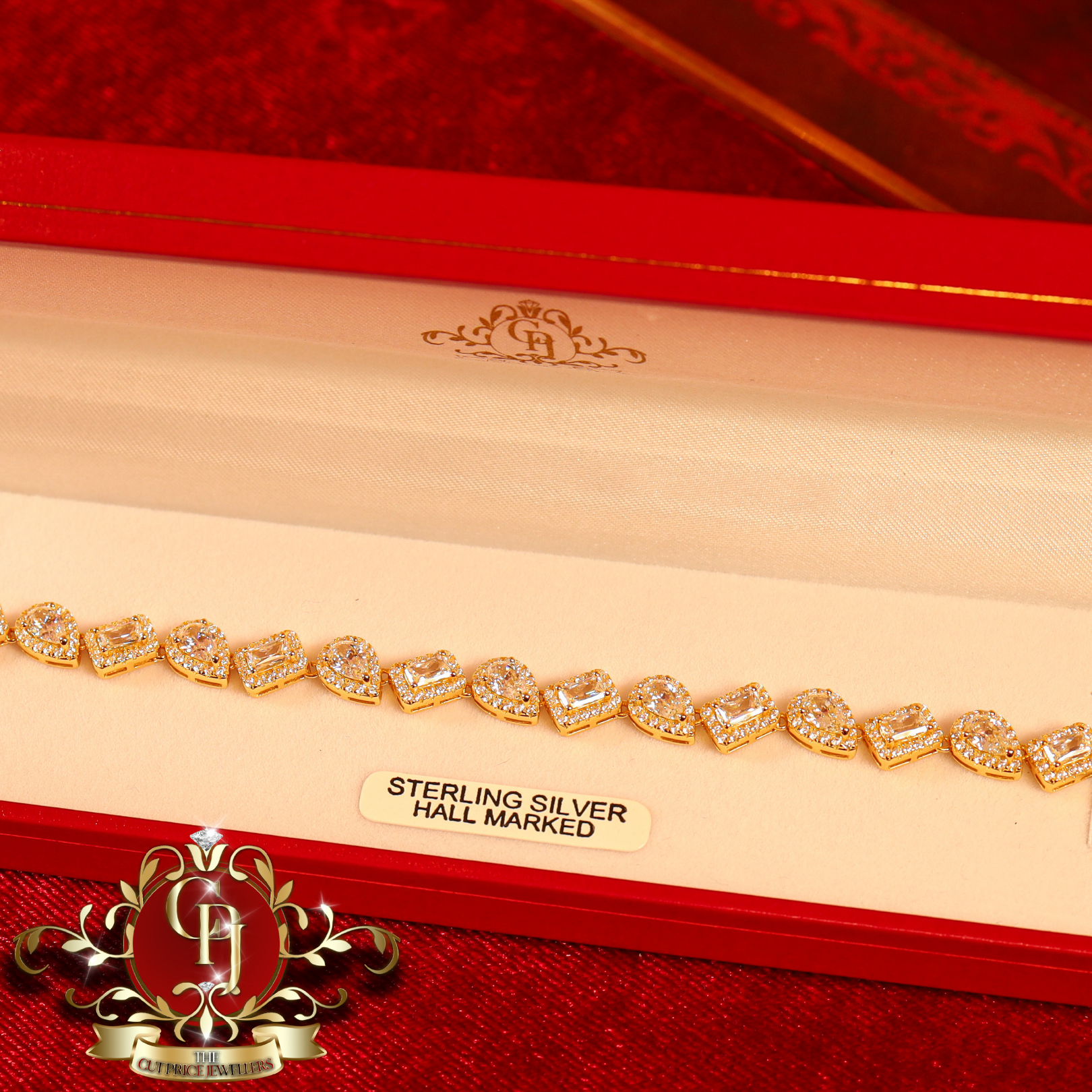 Gold-Plated "Toi Et Moi" Tennis Bracelet