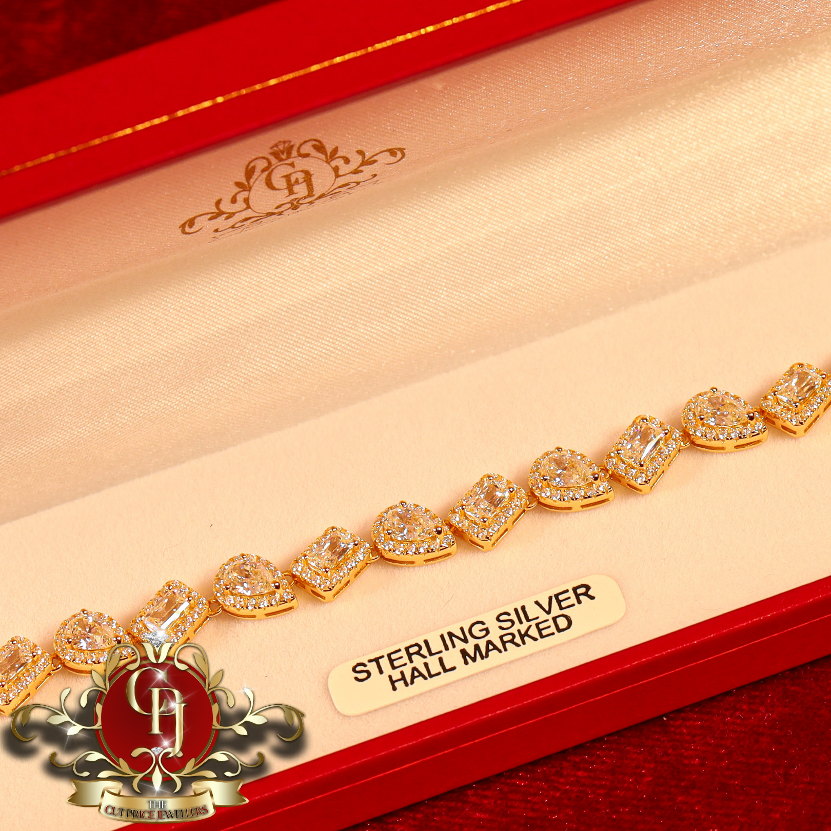 Gold-Plated "Toi Et Moi" Tennis Bracelet