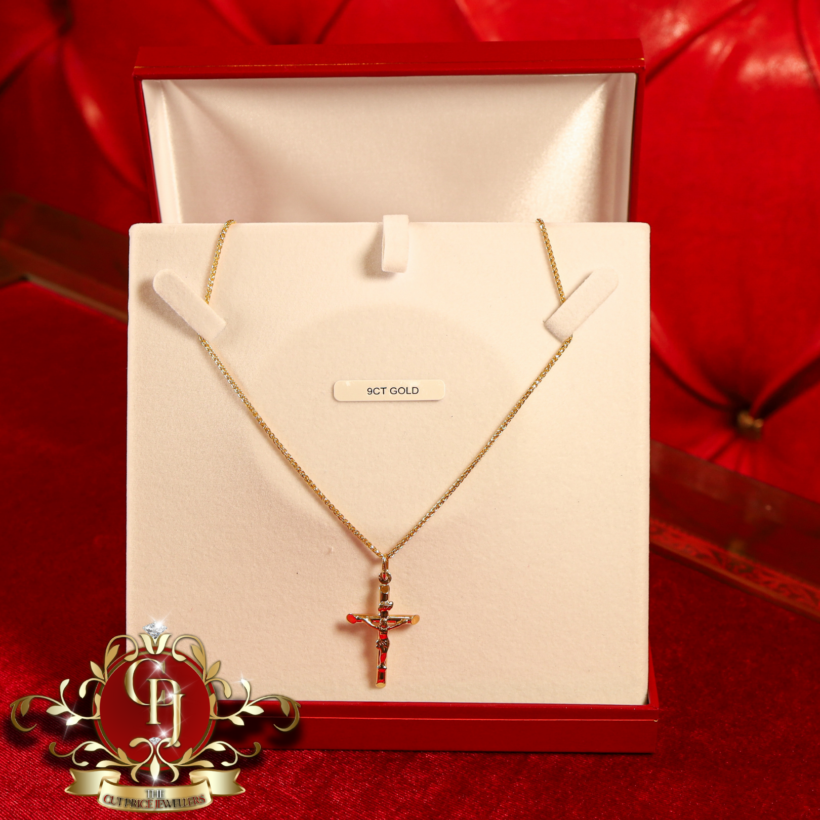 9ct Gold Crucifix & Foxtail Chain