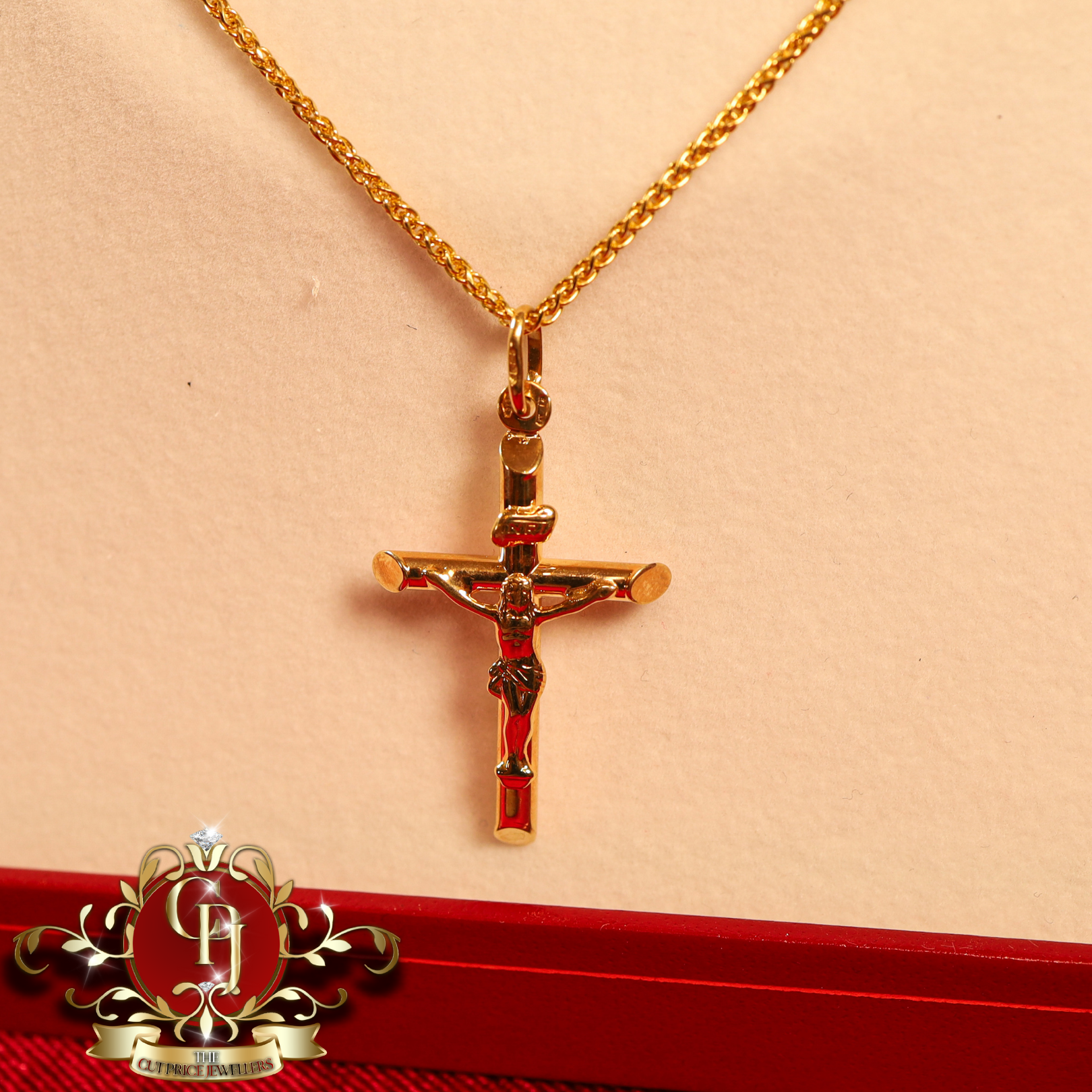9ct Gold Crucifix & Foxtail Chain