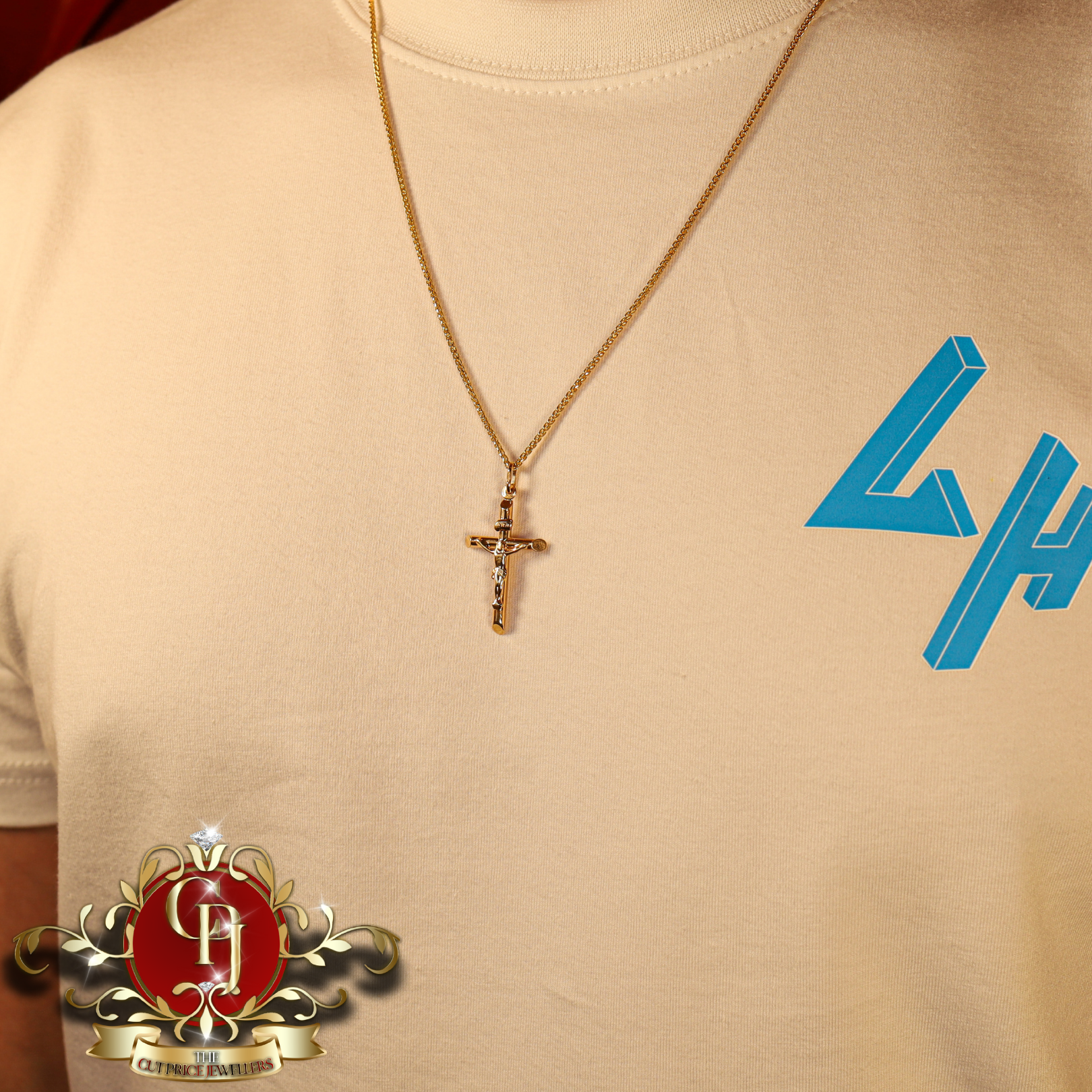 9ct Gold Crucifix & Foxtail Chain