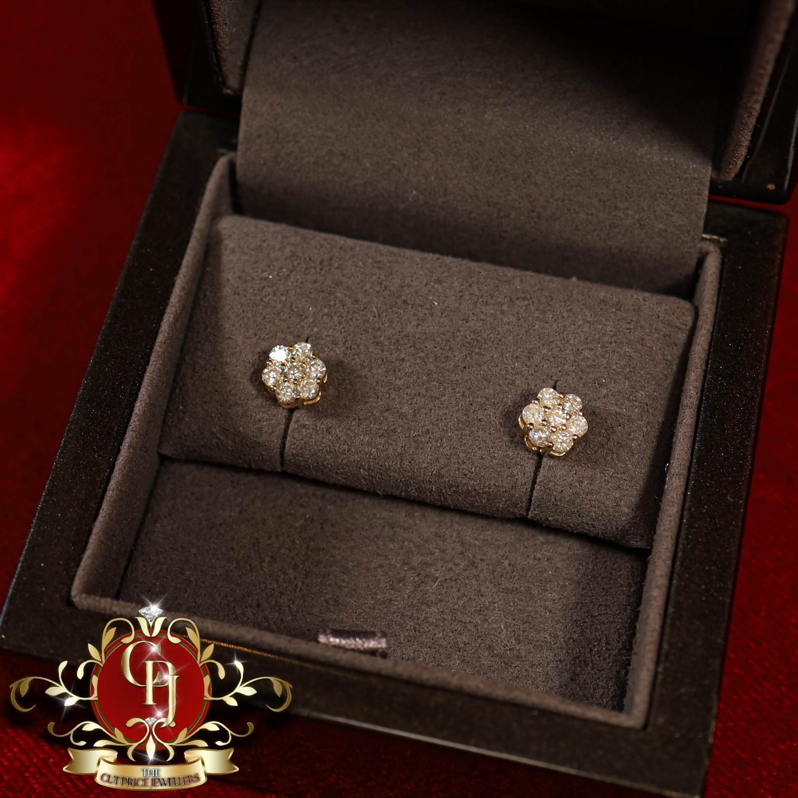 14ct Floral Stud Earrings with 0.75ct Genuine Diamonds