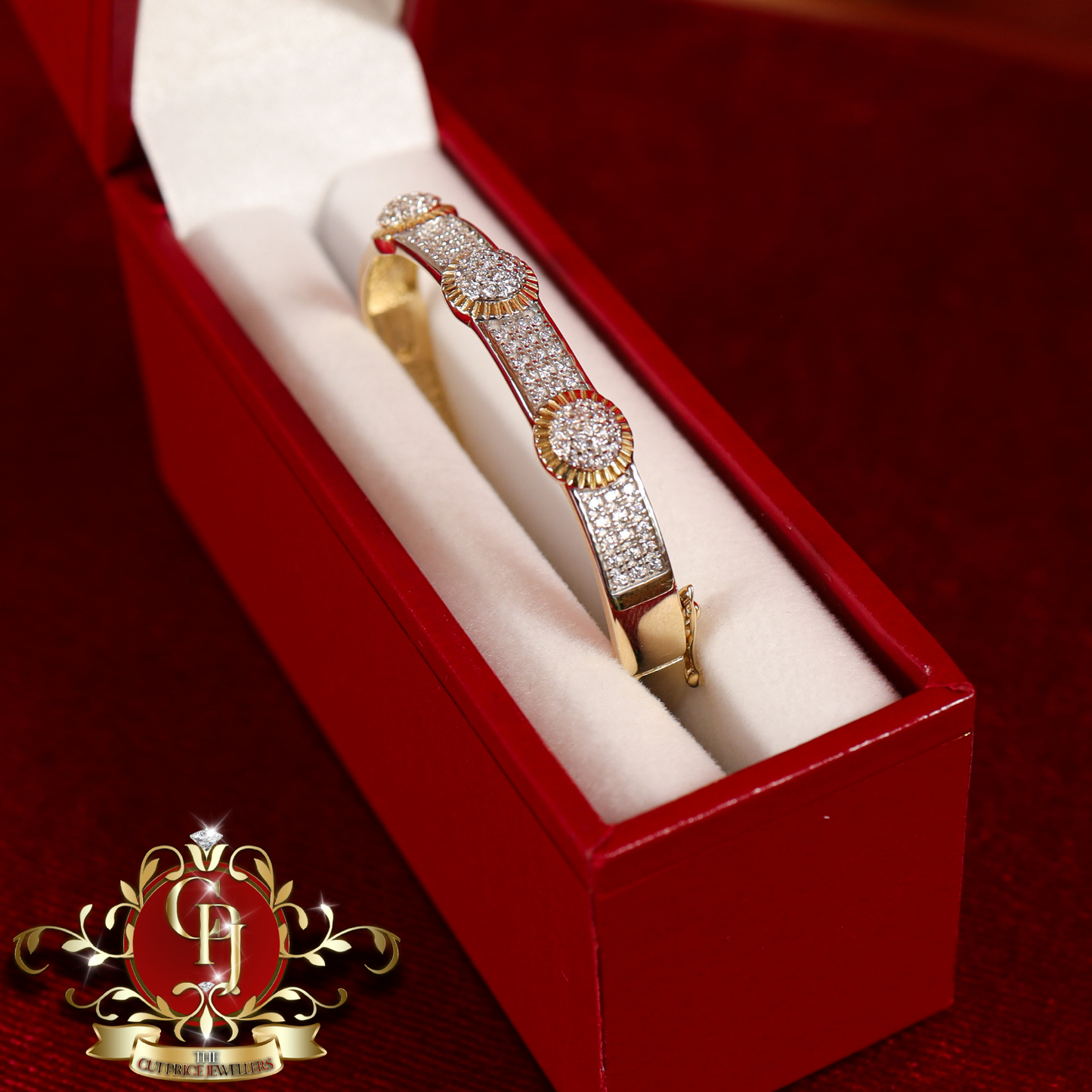 9ct Gold "Rolex-Inspired" Baby Bangle with Cubic Zirconia | The Cut Price Jewellers