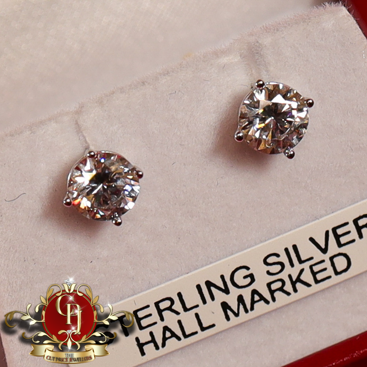 The Classic Stud Earrings (Sterling Silver with Cubic Zirconia) | The Cut Price Jewellers