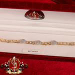 9ct Gold Flat-Link Bracelet with Single Glove Cubic Zirconia