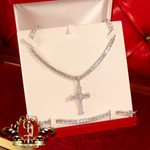 The "Ella" Tennis Sterling Silver Cross Set with Cubic Zirconia