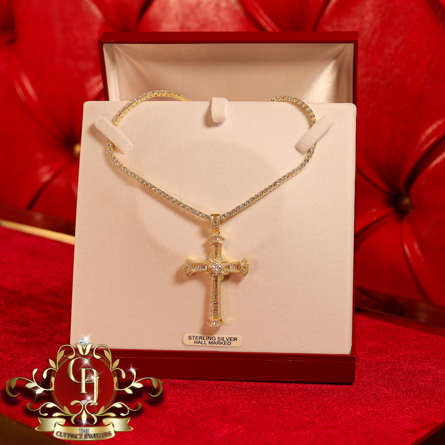 Gold-Plated "Ariana" Cross & Tennis Chain | The Cut Price Jewellers