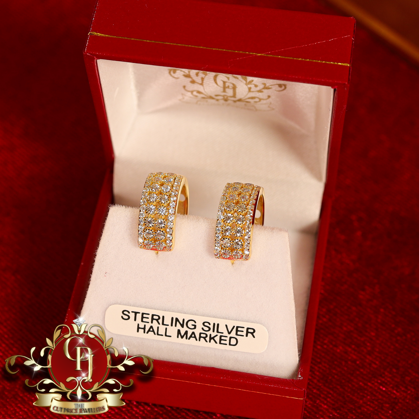 CHRISTMAS DROP  Chunky Hoop Earrings (Gold-Plated with Cubic Zirconia)