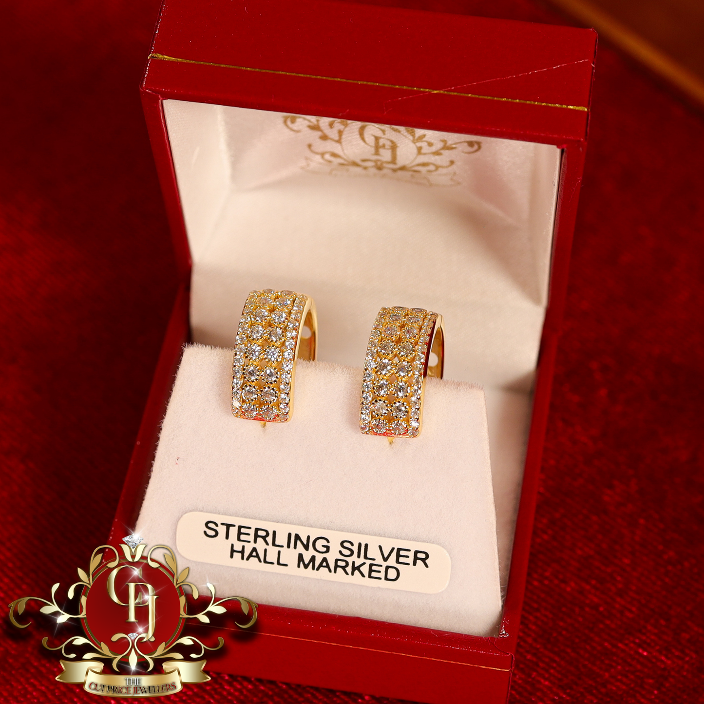 CHRISTMAS DROP NO.5: "Averie" Chunky Hoop Earrings (Gold-Plated with Cubic Zirconia) | The Cut Price Jewellers