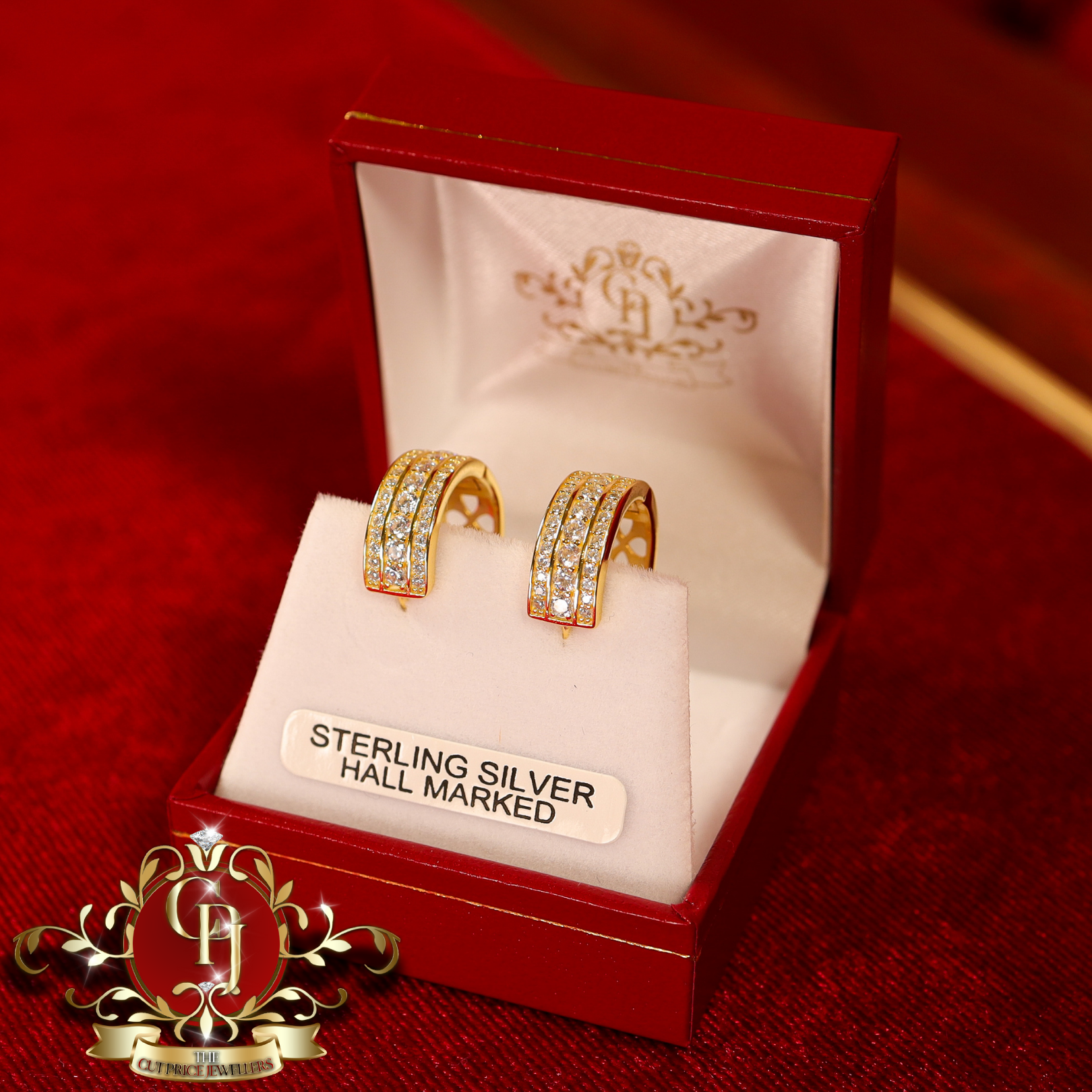 CHRISTMAS DROP Hoop Earrings (Gold-Plated with Cubic Zirconia)