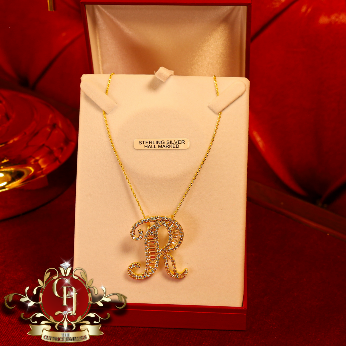 Gold-Plated Baguette Initial on Standard Chain (A-Z available) | The Cut Price Jewellers