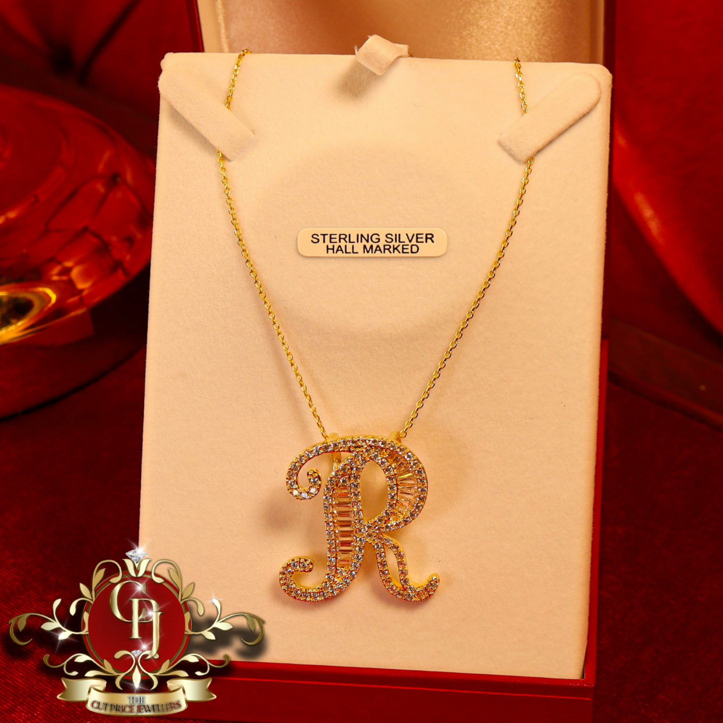 Gold-Plated Baguette Initial on Standard Chain (A-Z available) | The Cut Price Jewellers