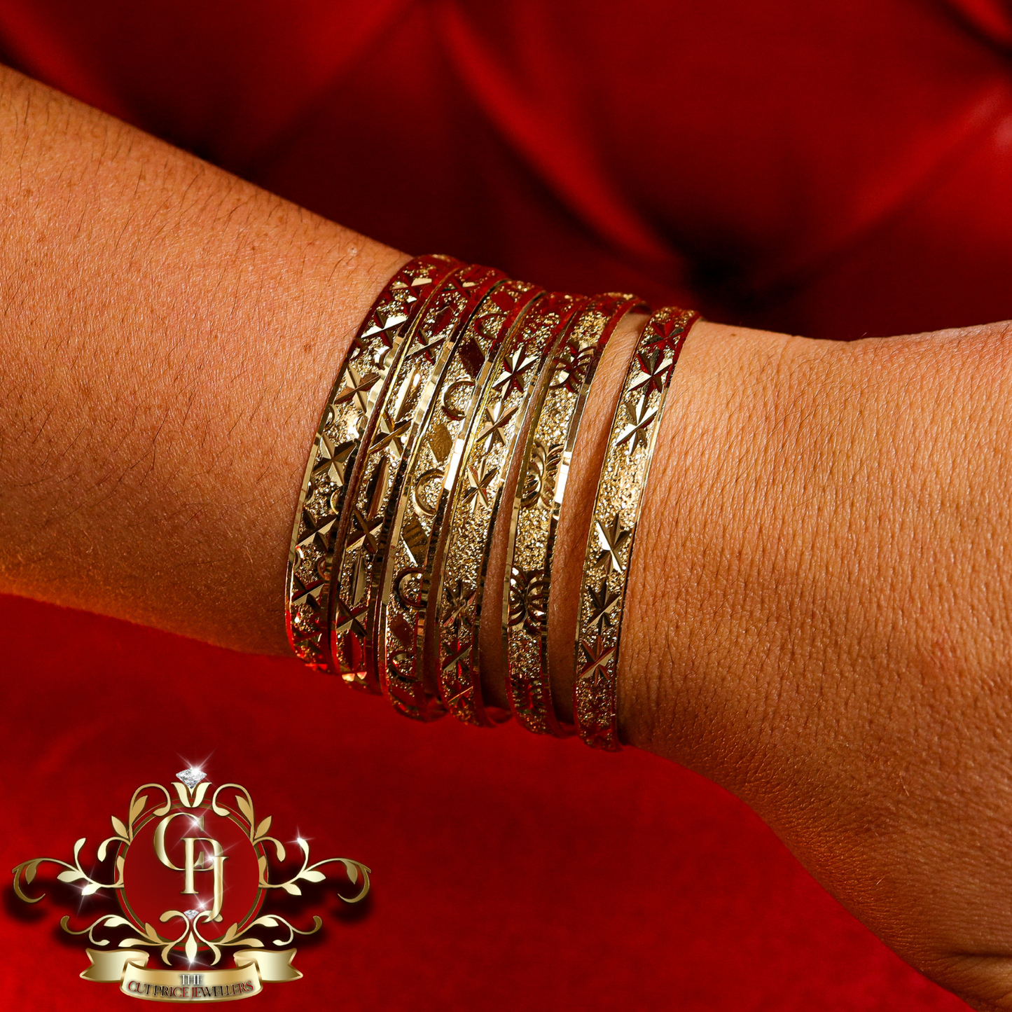 Gold Colour Set of 6 Bangles | The Cut Price Jewellers