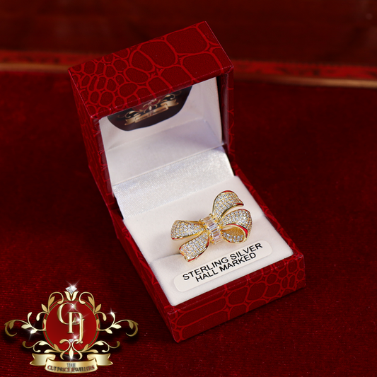 CHRISTMAS DROP NO.3: The "Blair" Bow Ring (Gold-Plated with Cubic Zirconia) | The Cut Price Jewellers