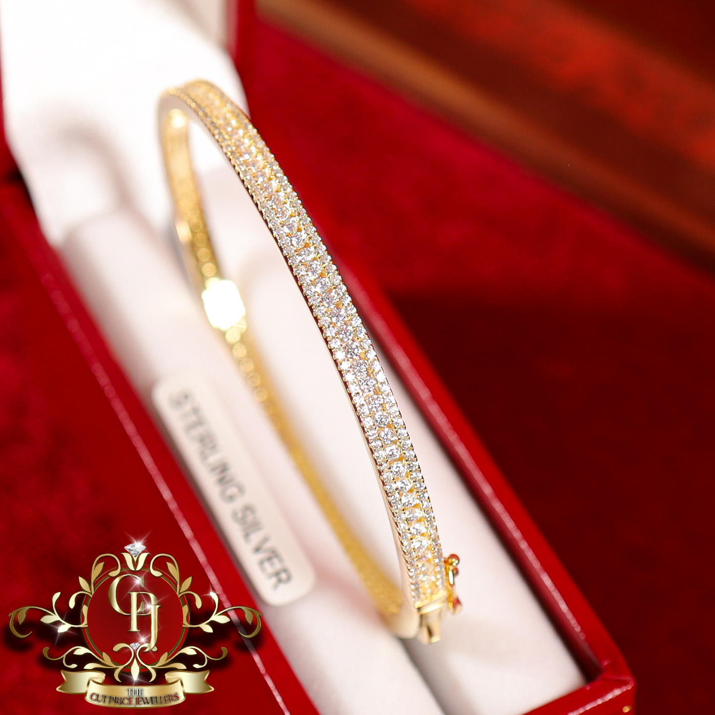 Gold-Plated Baguette Bangle | The Cut Price Jewellers