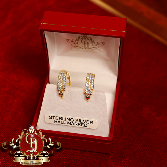 The "Cathy" Hoop Earrings (Gold-Plated with Cubic Zirconia) | The Cut Price Jewellers