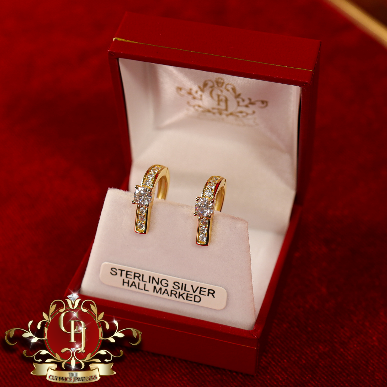CHRISTMAS DROP  Hoop Earrings (Gold-Plated with Cubic Zirconia)