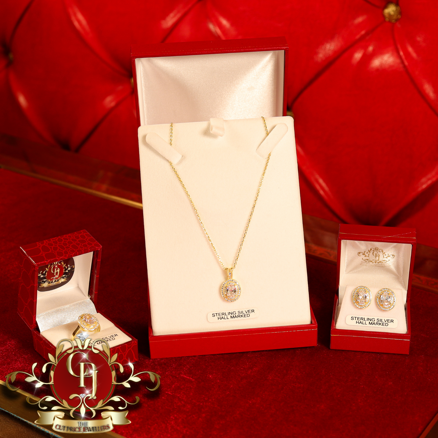 CHRISTMAS DROP NO.5: The "Destiny" Set (Gold-Plated with Cubic Zirconia) | The Cut Price Jewellers