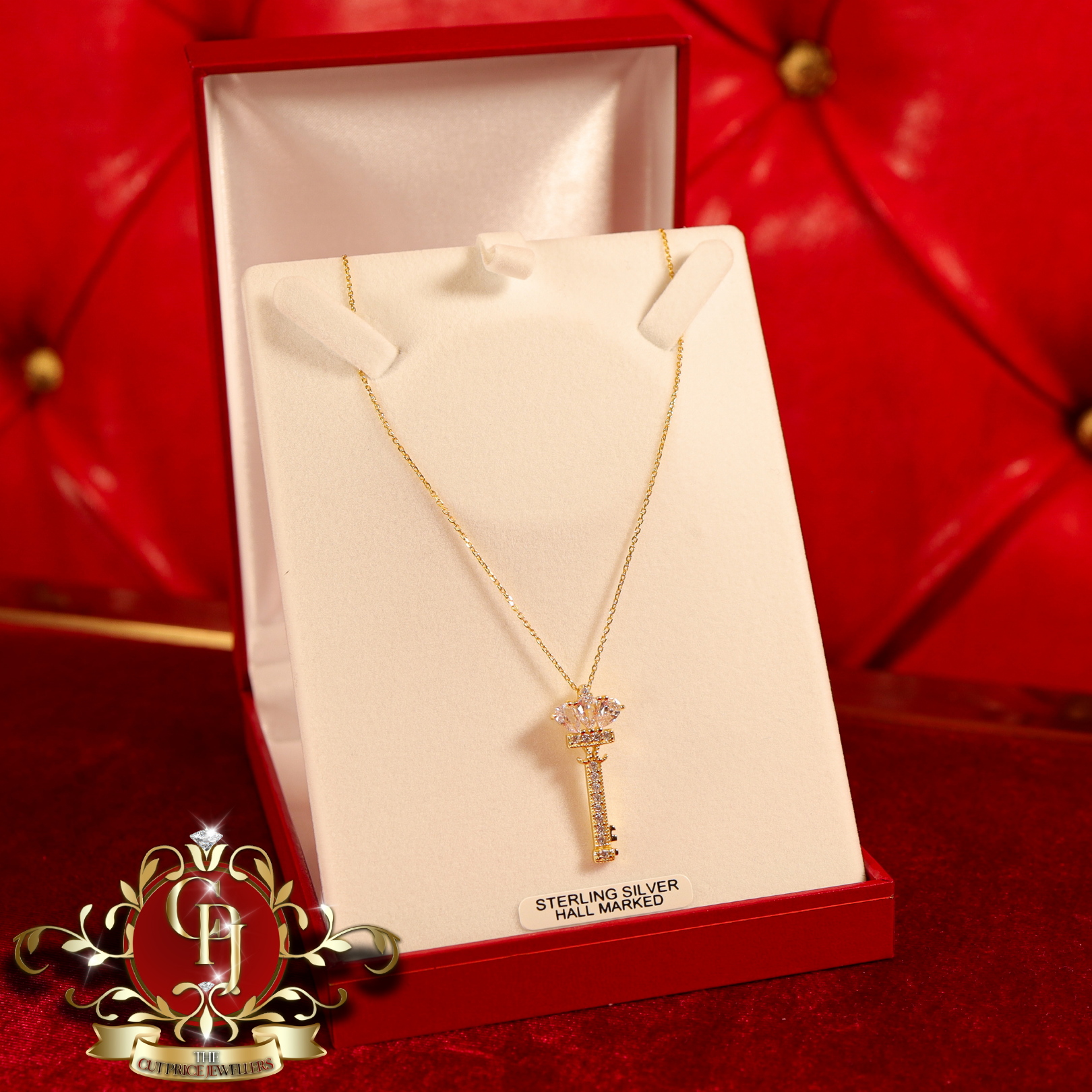CHRISTMAS DROP NO.4: The "Dream Key" Pendant (Gold-Plated with Cubic Zirconia) | The Cut Price Jewellers