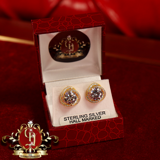 CHRISTMAS DROP NO.3: "Elsie" Studs (Gold-Plated with Cubic Zirconia) | The Cut Price Jewellers