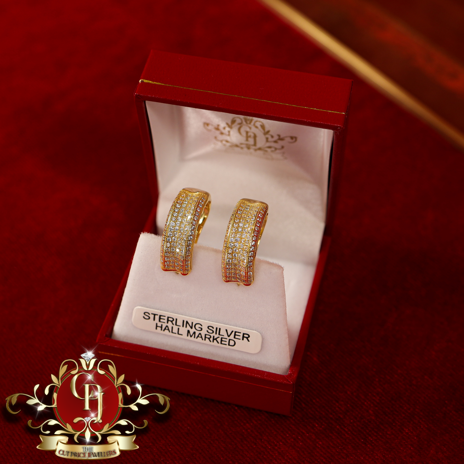 CHRISTMAS DROP Hoop Earrings (Gold-Plated with Cubic Zirconia)