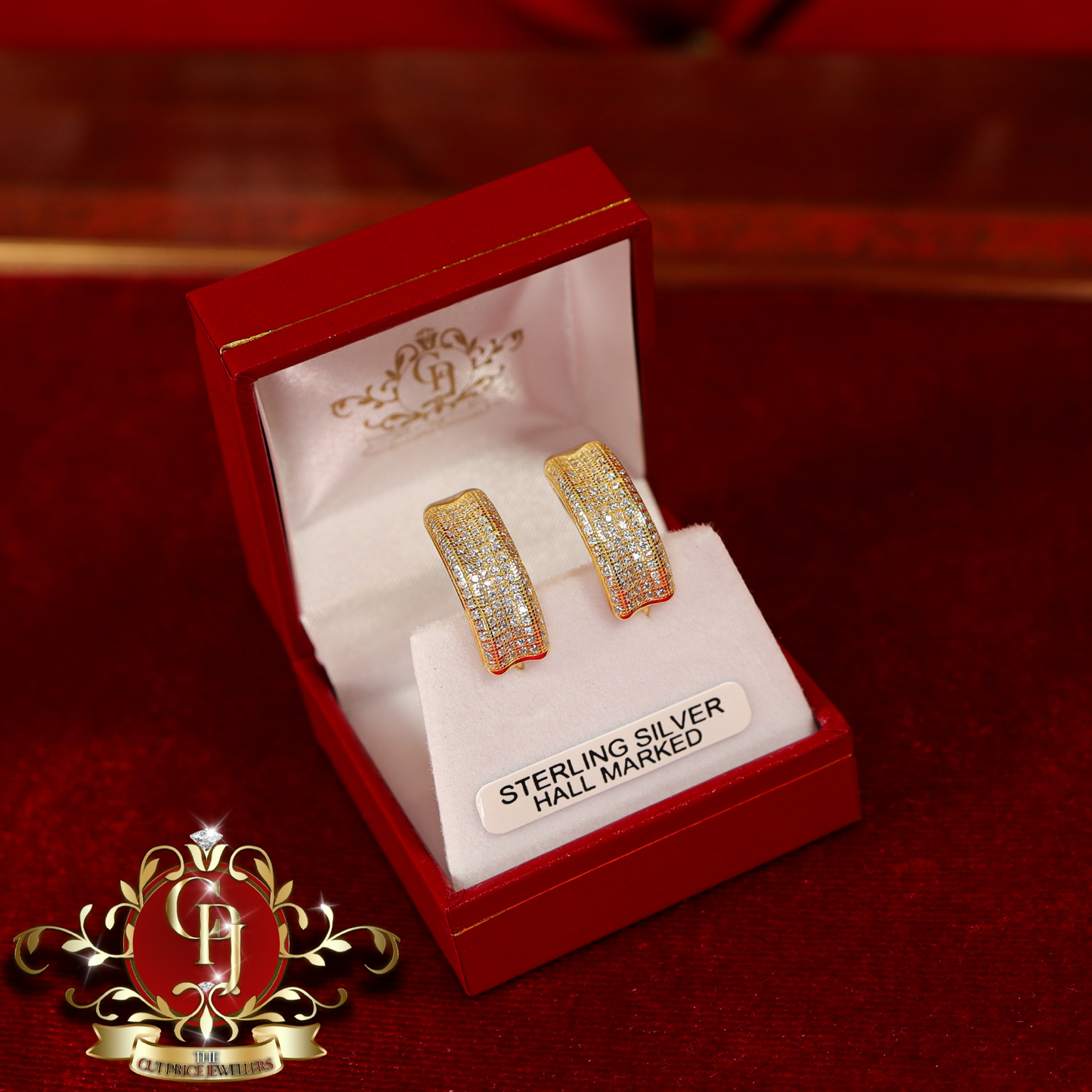 CHRISTMAS DROP NO.6: "Estelle" Hoop Earrings (Gold-Plated with Cubic Zirconia) | The Cut Price Jewellers