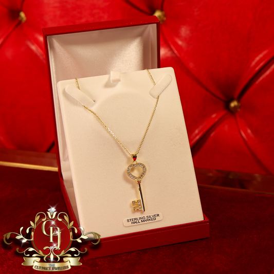 CHRISTMAS DROP NO.6: The "Goldie Key" Pendant & Chain (Gold-Plated with Cubic Zirconia) | The Cut Price Jewellers