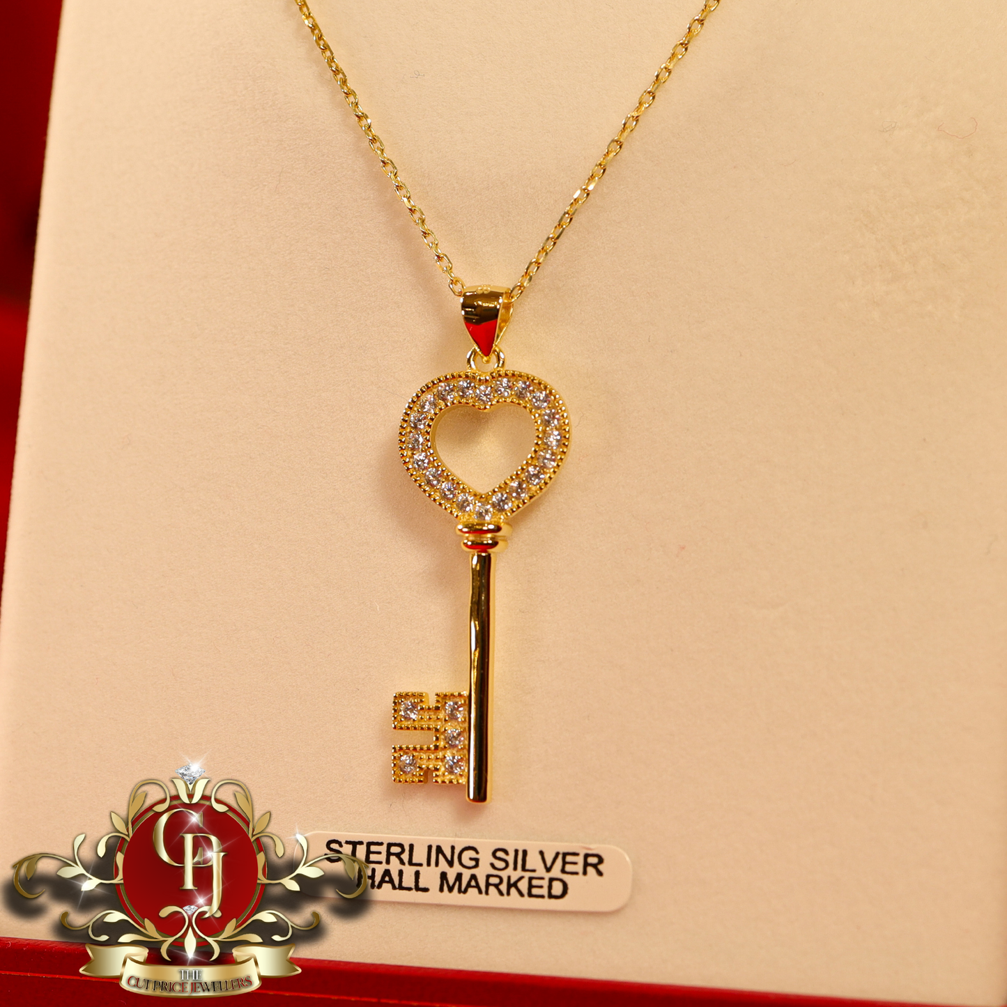 CHRISTMAS DROP NO.6: The "Goldie Key" Pendant & Chain (Gold-Plated with Cubic Zirconia) | The Cut Price Jewellers