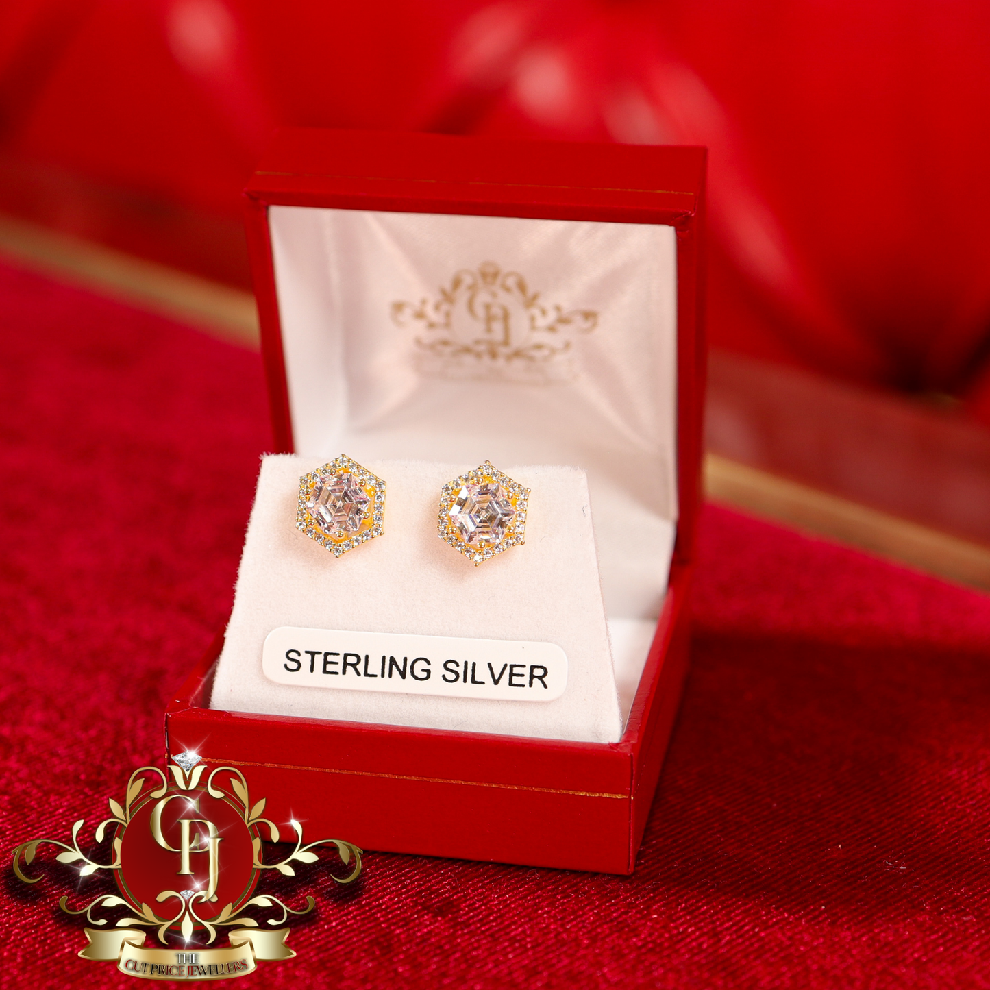 The "2-in-1" Hex Studs (Gold-Plated with Cubic Zirconia) | The Cut Price Jewellers