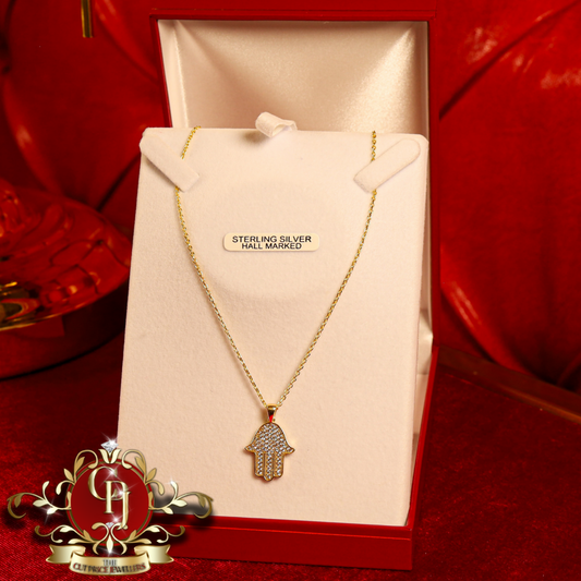 Gold-Plated "Hamsa" Chain with Cubic Zirconia | The Cut Price Jewellers