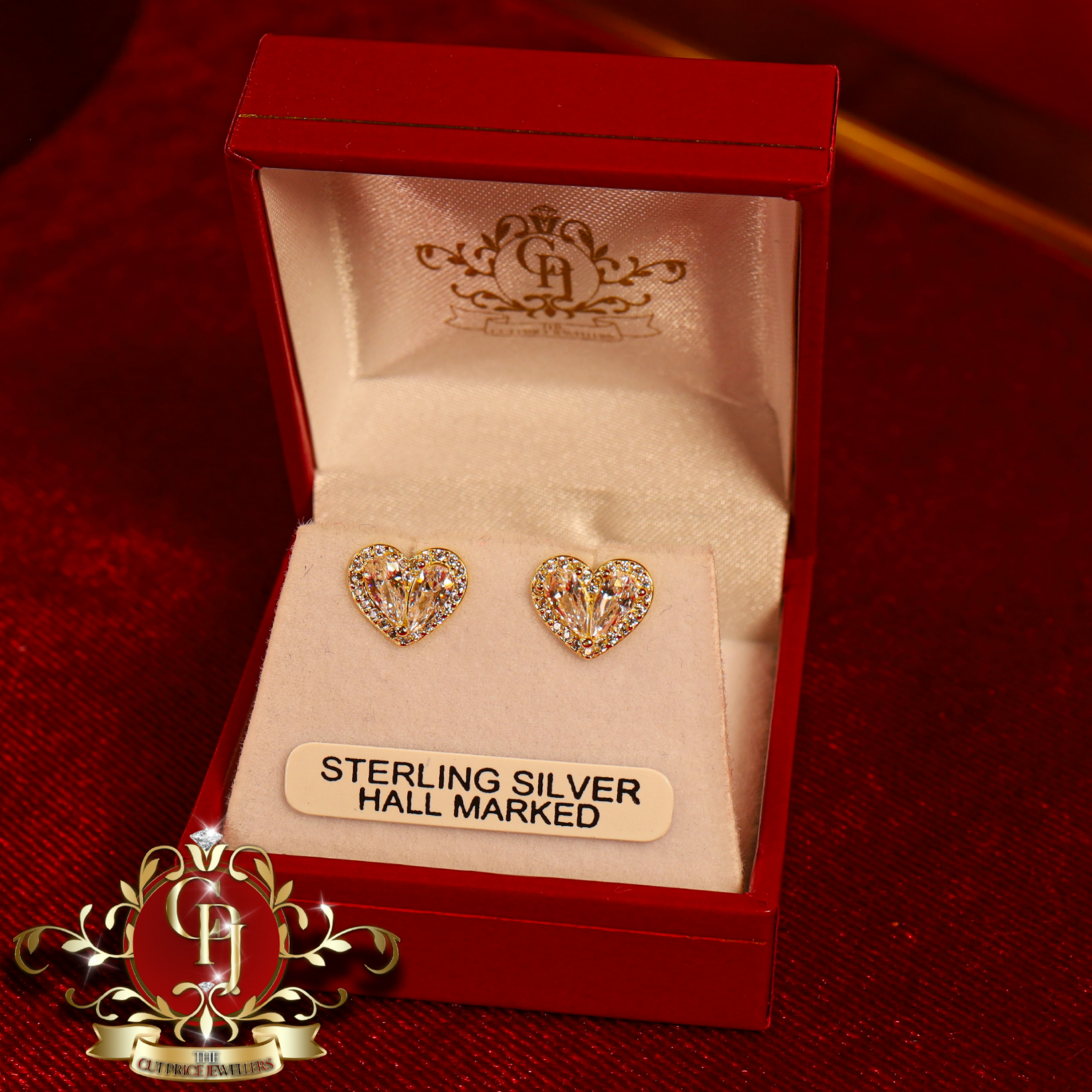 Gold-Plated Heart Studs