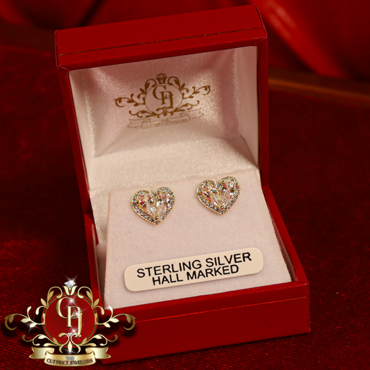 Gold-Plated Heart Studs | The Cut Price Jewellers