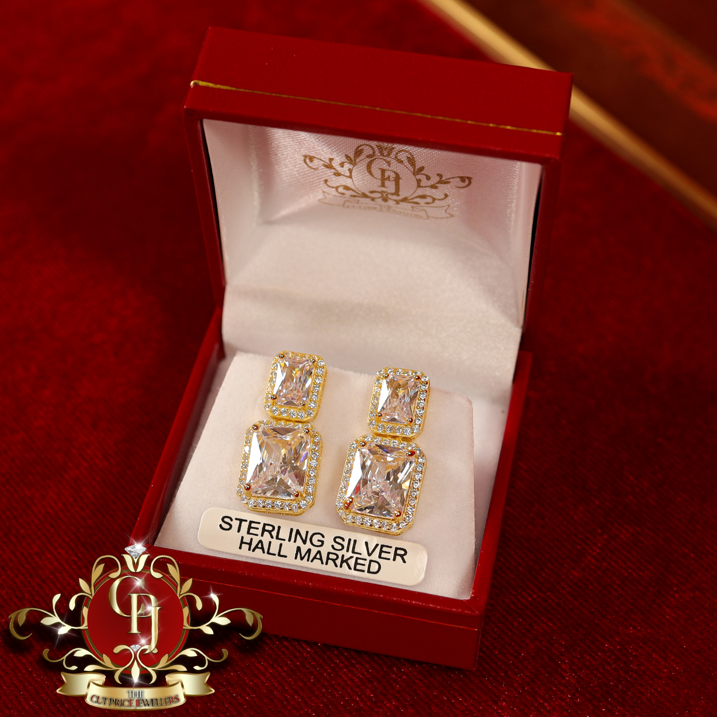 CHRISTMAS DROP NO.6: "Jovie" Drop Earrings (Gold-Plated with Cubic Zirconia) | The Cut Price Jewellers