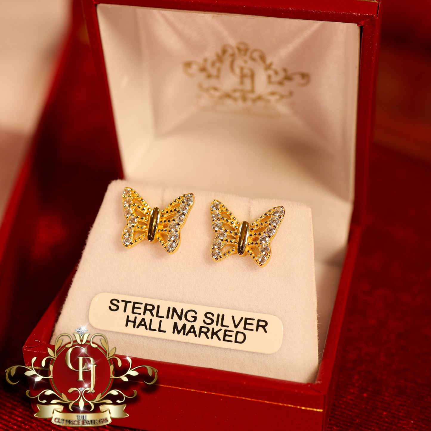 CHRISTMAS DROP NO.5: The "Joy" Butterfly Set (Gold-Plated with Cubic Zirconia) | The Cut Price Jewellers