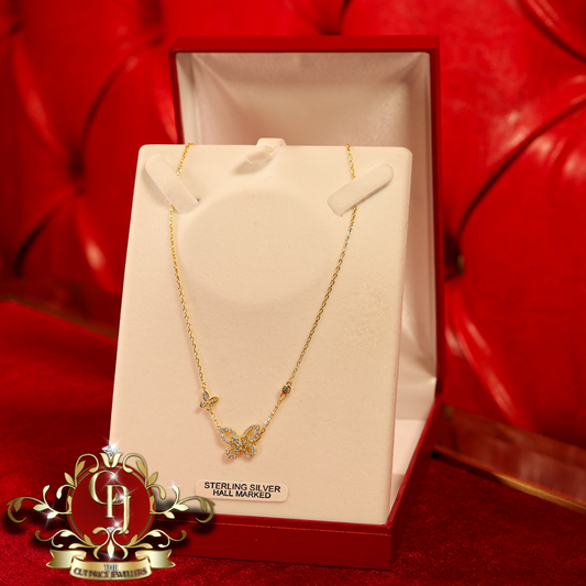 CHRISTMAS DROP NO.6: The "Kaeli" Butterfly Chain (Gold-Plated with Cubic Zirconia) | The Cut Price Jewellers