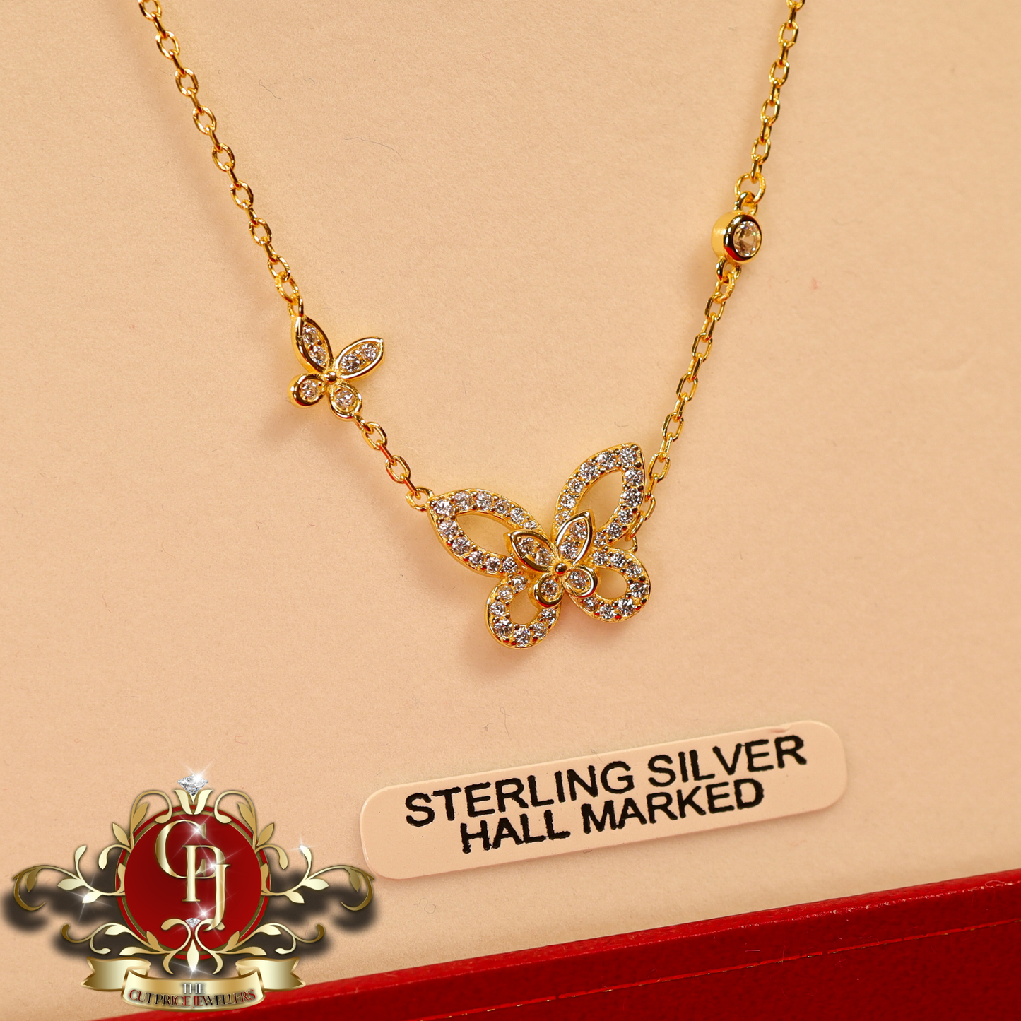 CHRISTMAS DROP NO.6: The "Kaeli" Butterfly Chain (Gold-Plated with Cubic Zirconia) | The Cut Price Jewellers