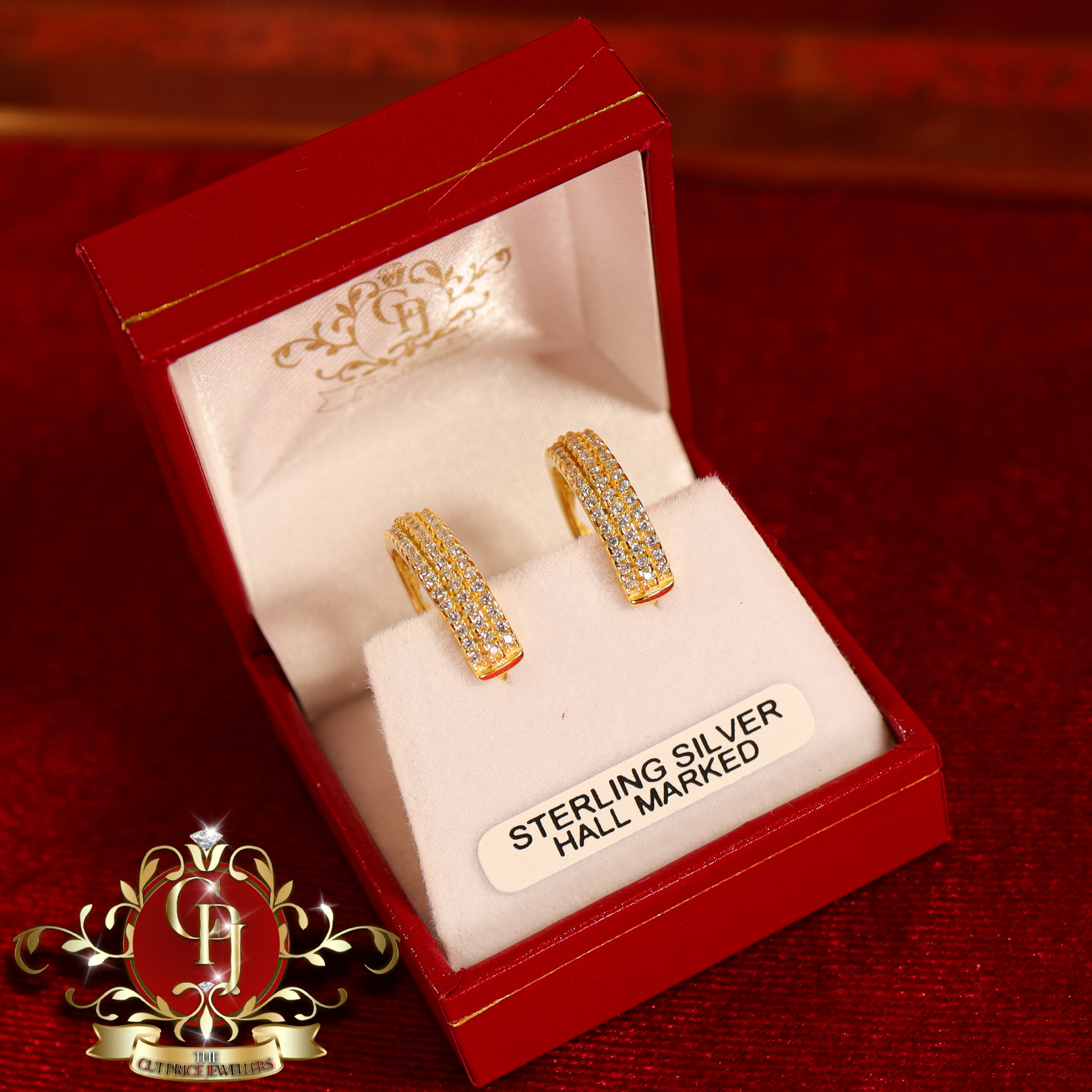 CHRISTMAS DROP Hoop Earrings (Gold-Plated with Cubic Zirconia)