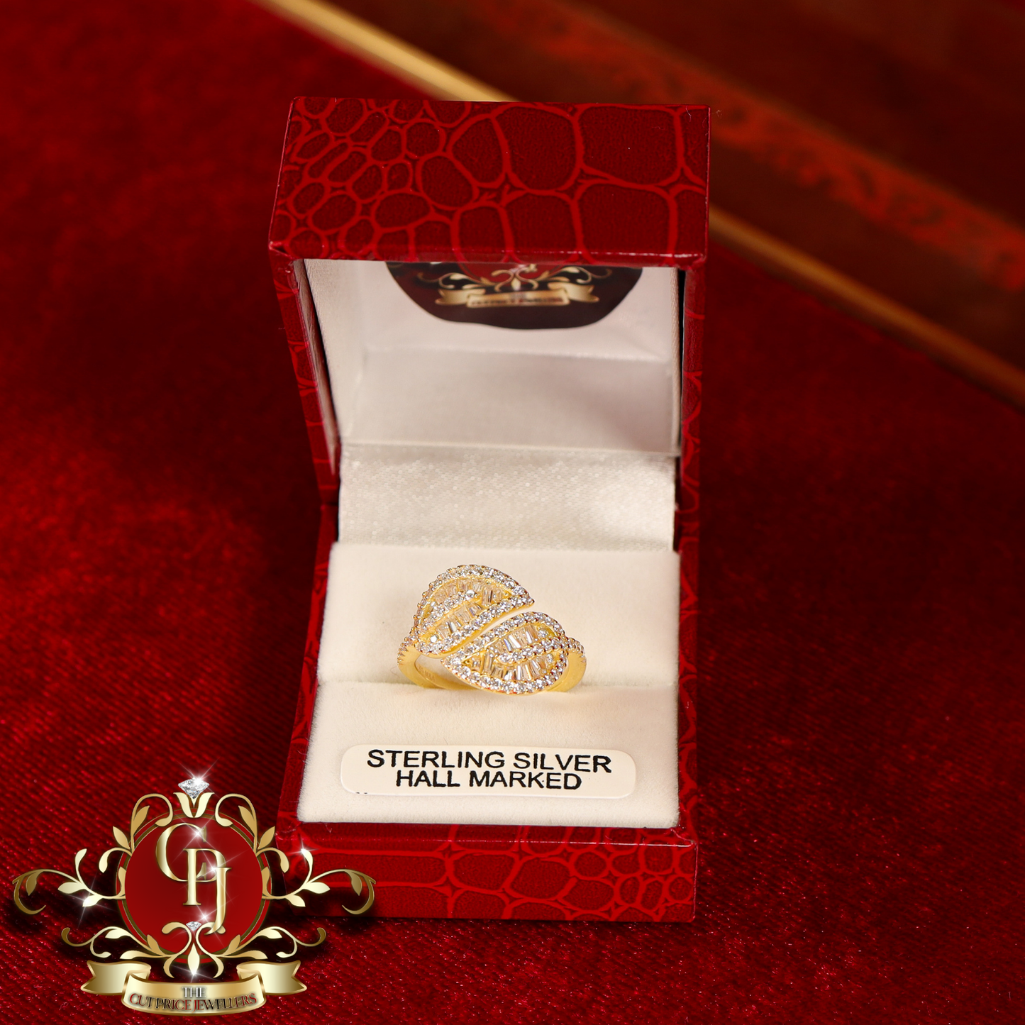 CHRISTMAS DROP NO.6: The "Leaf Wrap" Ring (Gold-Plated with Cubic Zirconia) | The Cut Price Jewellers