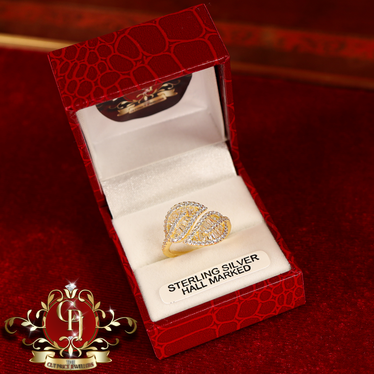 CHRISTMAS DROP NO.6: The "Leaf Wrap" Ring (Gold-Plated with Cubic Zirconia) | The Cut Price Jewellers