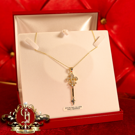 CHRISTMAS DROP NO.5: The "Legacy Key" Pendant (Gold-Plated with Cubic Zirconia) | The Cut Price Jewellers