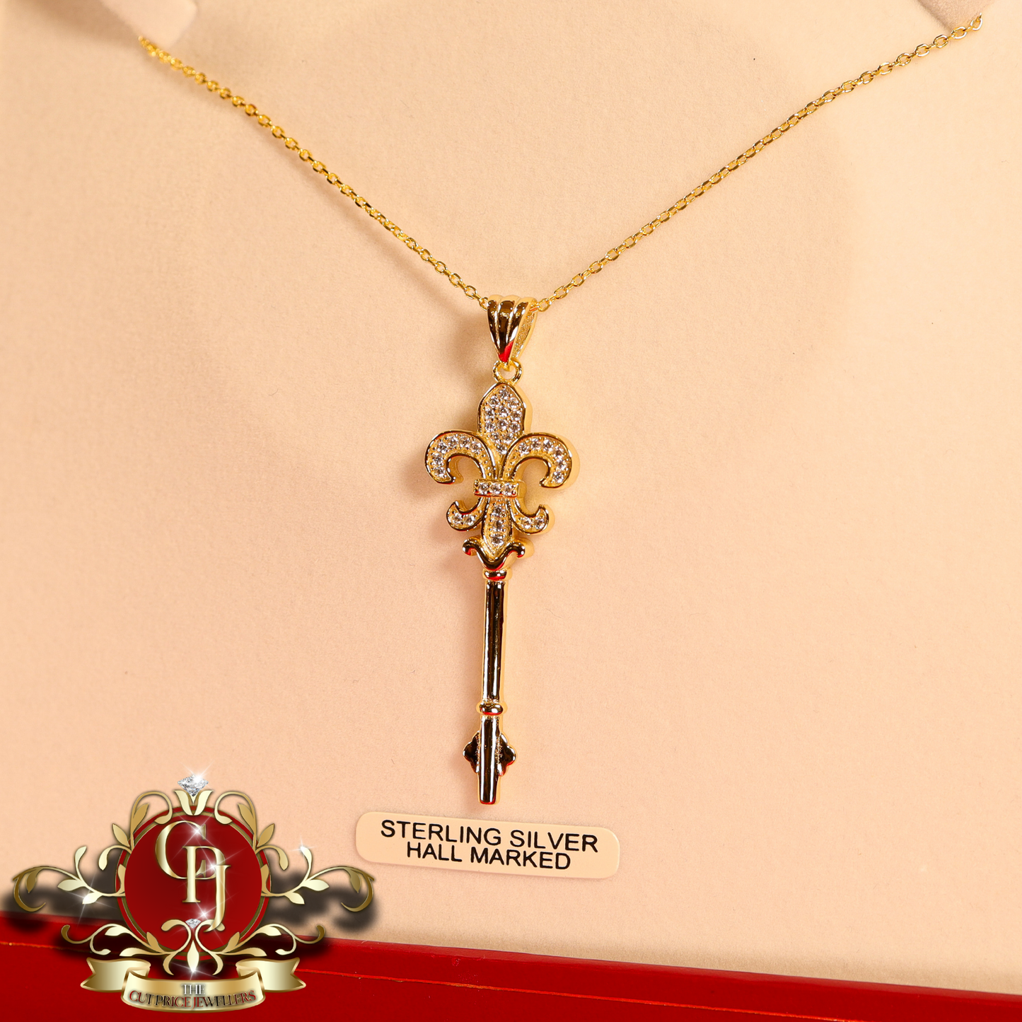 CHRISTMAS DROP NO.5: The "Legacy Key" Pendant (Gold-Plated with Cubic Zirconia) | The Cut Price Jewellers