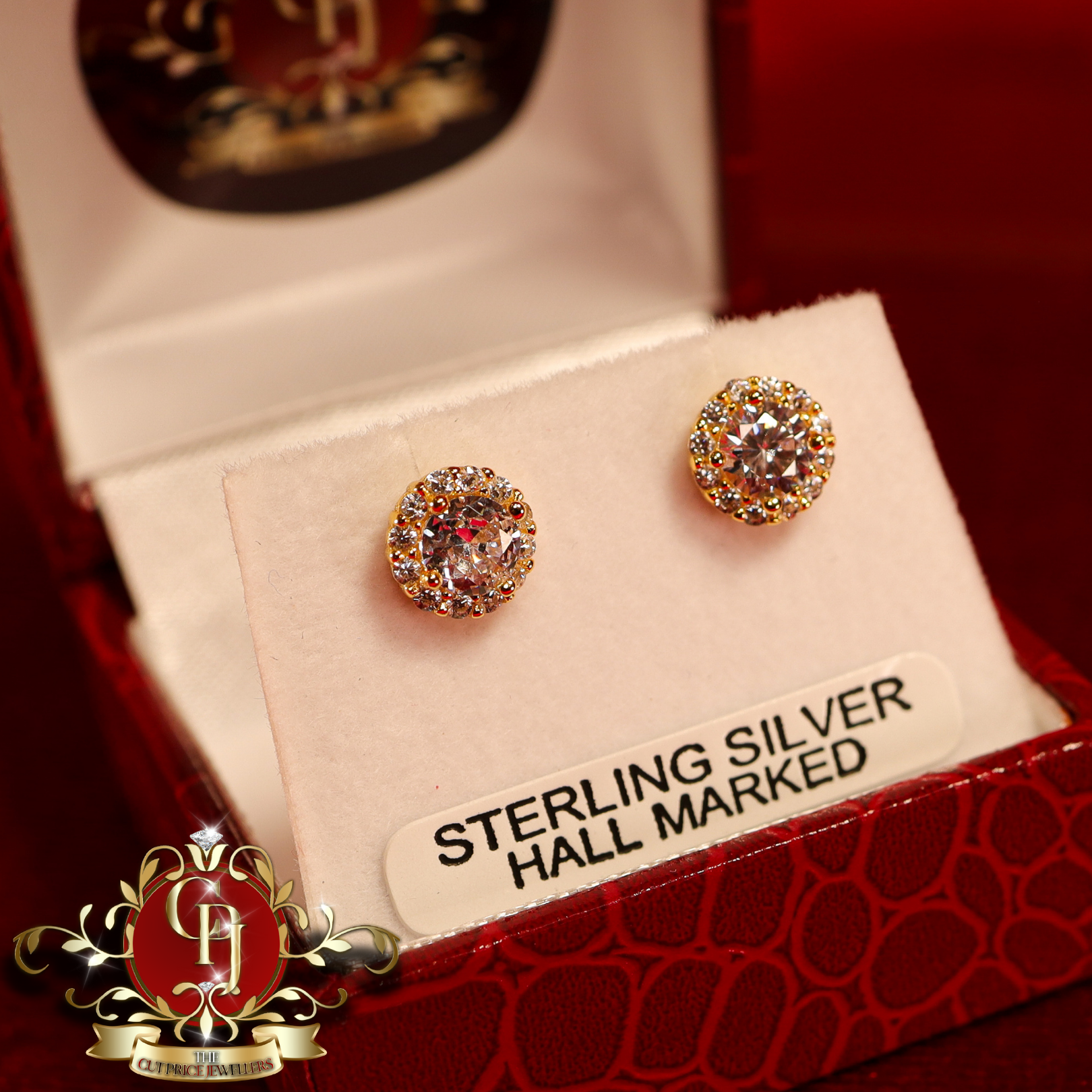 CHRISTMAS Studs (Gold-Plated with Cubic Zirconia)
