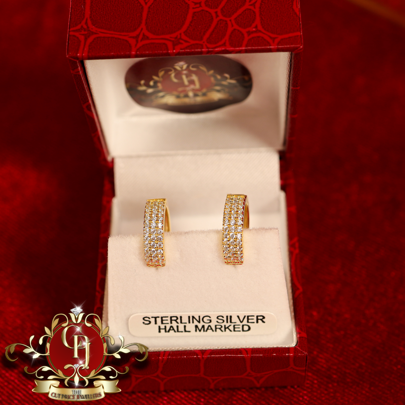 CHRISTMAS DROP NO.4: "Mabel" Hoop Earrings (Gold-Plated with Cubic Zirconia) | The Cut Price Jewellers