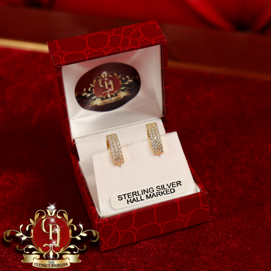 CHRISTMAS DROP NO.4: "Mabel" Hoop Earrings (Gold-Plated with Cubic Zirconia) | The Cut Price Jewellers