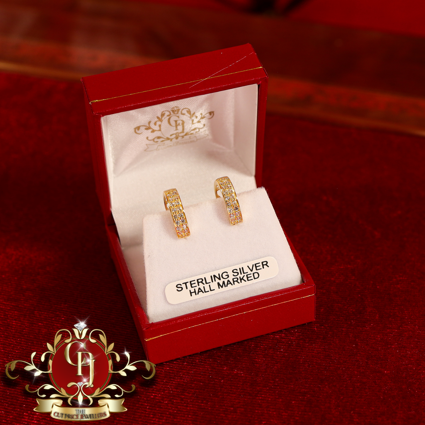 CHRISTMAS DROP NO.5: "Macie" Hoop Earrings (Gold-Plated with Cubic Zirconia) | The Cut Price Jewellers